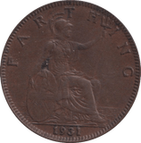 1931 FARTHING ( GVF ) - FARTHING - Cambridgeshire Coins