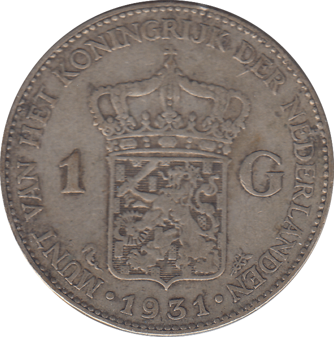1931 NETHERLANDS 1 GULDEN - SILVER WORLD COINS - Cambridgeshire Coins