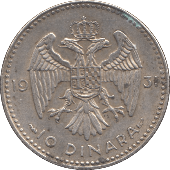 1931 SILVER 10 DINARA YUGOSLAVIA - SILVER WORLD COINS - Cambridgeshire Coins