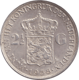 1931 SILVER 2 1/2 GULDEN NETHERLANDS - SILVER WORLD COINS - Cambridgeshire Coins