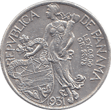 1931 SILVER BALBOA PANAMA - SILVER WORLD COINS - Cambridgeshire Coins