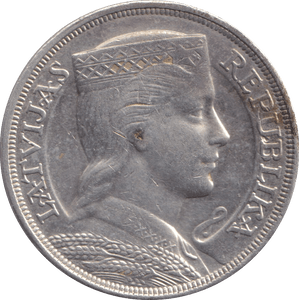 1931 SILVER FIVE LATI LATVIA - SILVER WORLD COINS - Cambridgeshire Coins