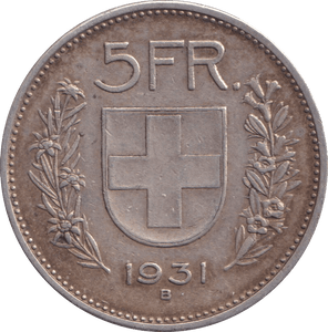 1931 SWITZERLAND 5 FRANC - WORLD COINS - Cambridgeshire Coins