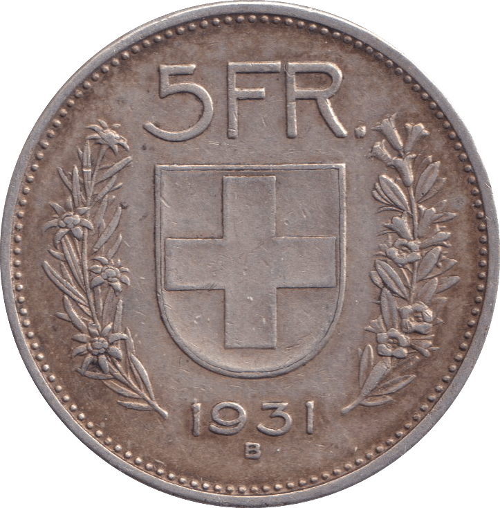 1931 SWITZERLAND 5 FRANC - WORLD COINS - Cambridgeshire Coins