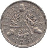 1931 THREEPENCE ( GF ) - THREEPENCE - Cambridgeshire Coins