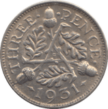 1931 THREEPENCE ( GVF ) - THREEPENCE - Cambridgeshire Coins