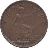 1932 FARTHING ( UNC ) - Farthing - Cambridgeshire Coins