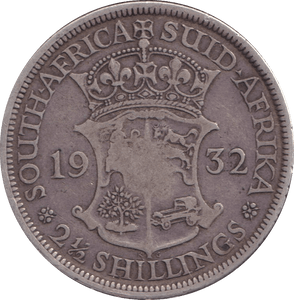 1932 SILVER 2 1/2 SHILLING SOUTH AFRICA - SILVER WORLD COINS - Cambridgeshire Coins