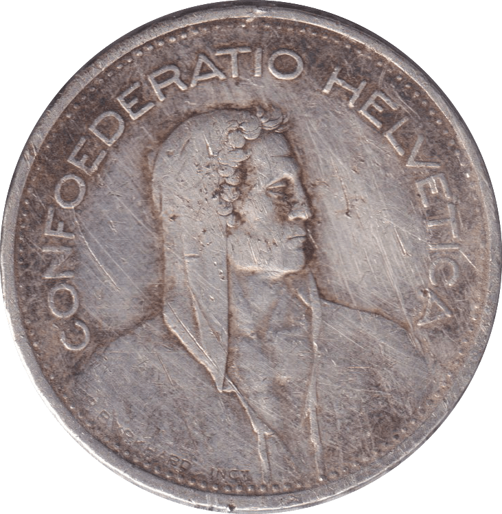 1932 SILVER 5 FRANCS SWITZERLAND - WORLD COINS - Cambridgeshire Coins