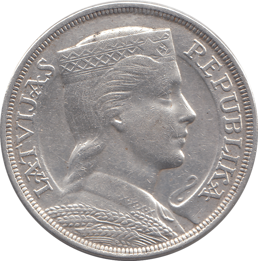 1932 SILVER FIVE LATI LATVIA - SILVER WORLD COINS - Cambridgeshire Coins
