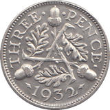 1932 SILVER THREEPENCE ( EF ) - THREEPENCE - Cambridgeshire Coins