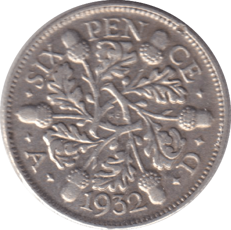 1932 SIXPENCE (VF) - SIXPENCE - Cambridgeshire Coins
