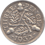 1932 THREEPENCE ( EF ) - THREEPENCE - Cambridgeshire Coins