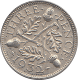 1932 THREEPENCE ( EF ) - WORLD COINS - Cambridgeshire Coins