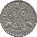 1932 THREEPENCE ( FINE ) - THREEPENCE - Cambridgeshire Coins