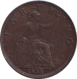 1933 FARTHING ( GVF ) - FARTHING - Cambridgeshire Coins