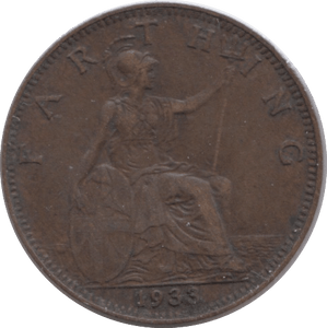 1933 FARTHING ( VF ) - Farthing - Cambridgeshire Coins