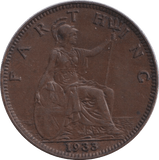 1933 FARTHING ( VF ) - FARTHING - Cambridgeshire Coins