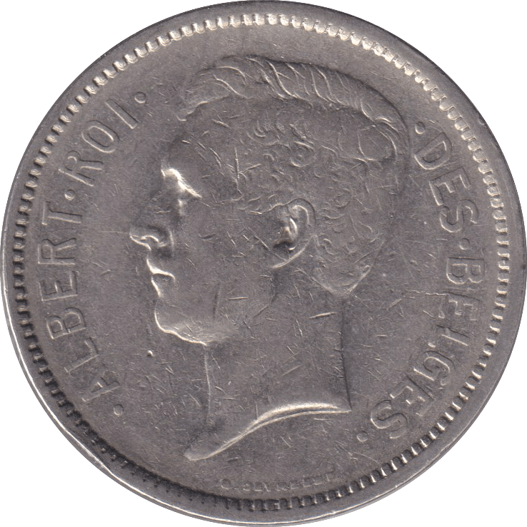 1933 FIVE FRANK BELGIUM - WORLD COINS - Cambridgeshire Coins
