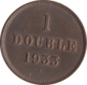 1933 ONE DOUBLE GUERNSEY - WORLD COINS - Cambridgeshire Coins