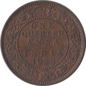 1933 QUARTER ANNA BRITISH INDIA - WORLD COINS - Cambridgeshire Coins