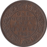 1933 QUARTER ANNA BRITISH INDIA - WORLD COINS - Cambridgeshire Coins