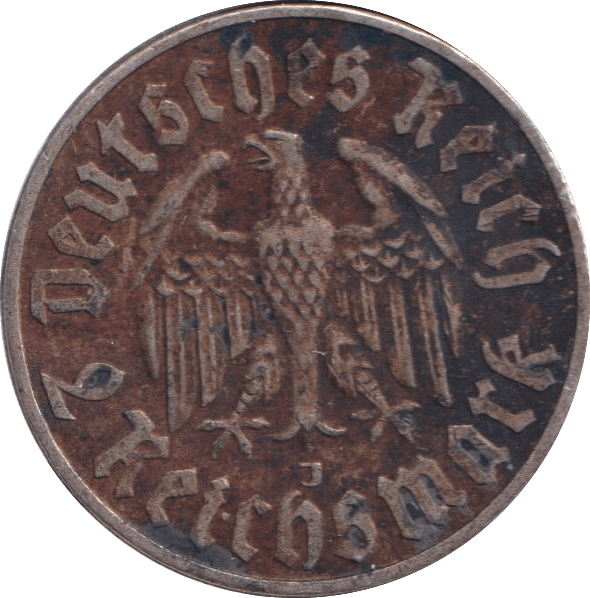 1933 SILVER 2 REICHMARK GERMANY - SILVER WORLD COINS - Cambridgeshire Coins