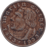 1933 SILVER 2 REICHMARK GERMANY - SILVER WORLD COINS - Cambridgeshire Coins
