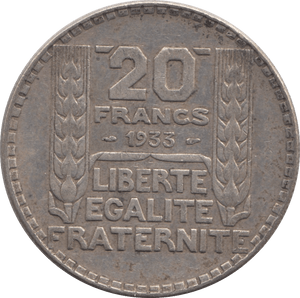 1933 SILVER 20 FRANCS FRANCE 4 - SILVER WORLD COINS - Cambridgeshire Coins