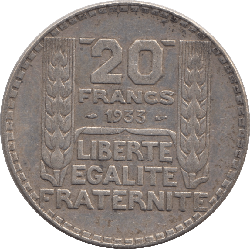 1933 SILVER 20 FRANCS FRANCE 4 - SILVER WORLD COINS - Cambridgeshire Coins