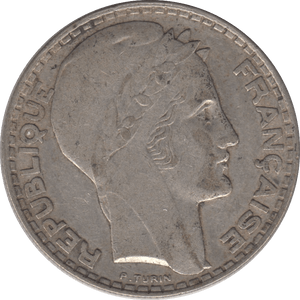 1933 SILVER 20 FRANCS FRANCE 6 - SILVER WORLD COINS - Cambridgeshire Coins