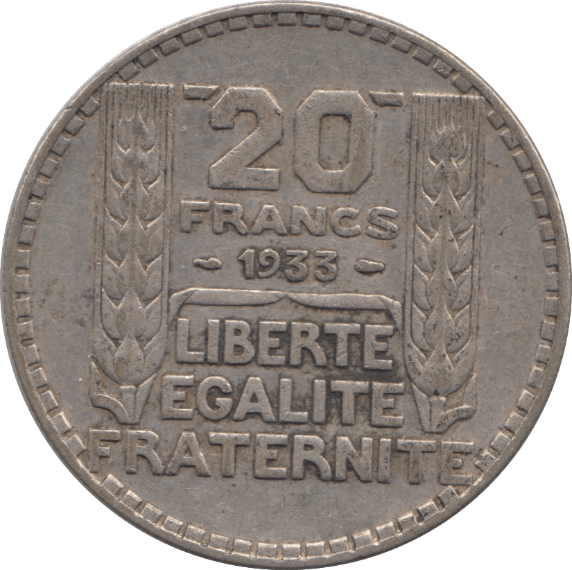 1933 SILVER 20 FRANCS FRANCE 6 - SILVER WORLD COINS - Cambridgeshire Coins