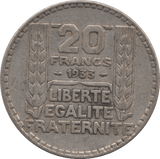 1933 SILVER 20 FRANCS FRANCE 6 - SILVER WORLD COINS - Cambridgeshire Coins