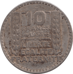 1933 SILVER FRANCE 10 FRANC - SILVER WORLD COINS - Cambridgeshire Coins
