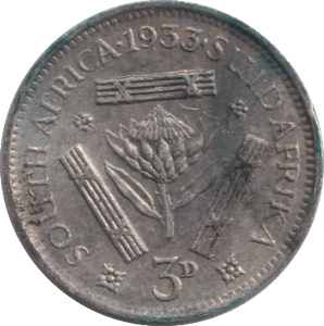 1933 SILVER THREEPENCE AFRICA - SILVER WORLD COINS - Cambridgeshire Coins
