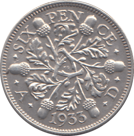 1933 SIXPENCE (AUNC) - WORLD COINS - Cambridgeshire Coins