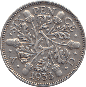1933 SIXPENCE (GVF) - WORLD COINS - Cambridgeshire Coins