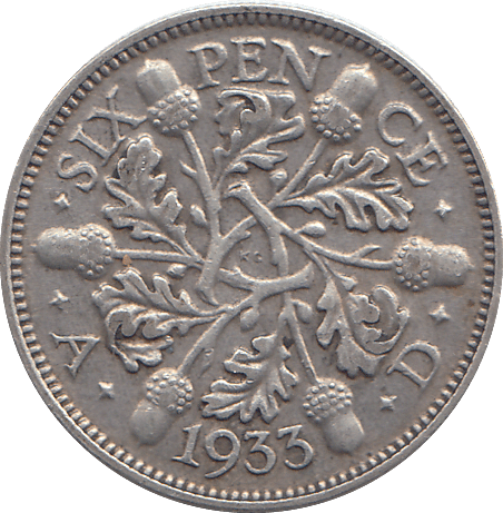 1933 SIXPENCE (GVF) - WORLD COINS - Cambridgeshire Coins