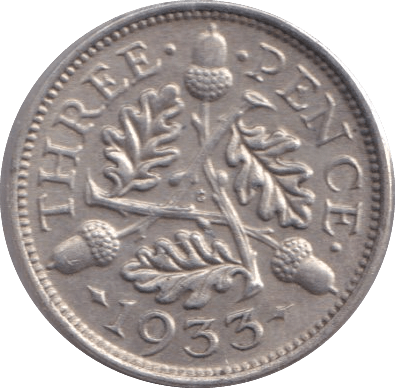 1933 THREEPENCE ( AUNC ) - Threepence - Cambridgeshire Coins