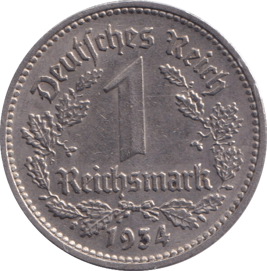 1934 1 MARK GERMANY - WORLD COINS - Cambridgeshire Coins
