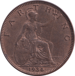 1934 FARTHING ( AUNC ) - FARTHING - Cambridgeshire Coins
