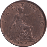 1934 FARTHING ( AUNC ) - FARTHING - Cambridgeshire Coins