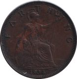 1934 FARTHING ( EF ) - FARTHING - Cambridgeshire Coins