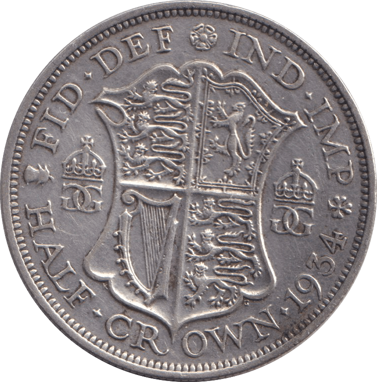 1934 HALF CROWN ( GVF ) - HALF FARTHING - Cambridgeshire Coins