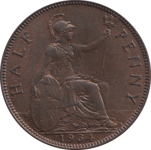 1934 HALFPENNY GEORGE V ( UNC ) - HALFPENNY - Cambridgeshire Coins