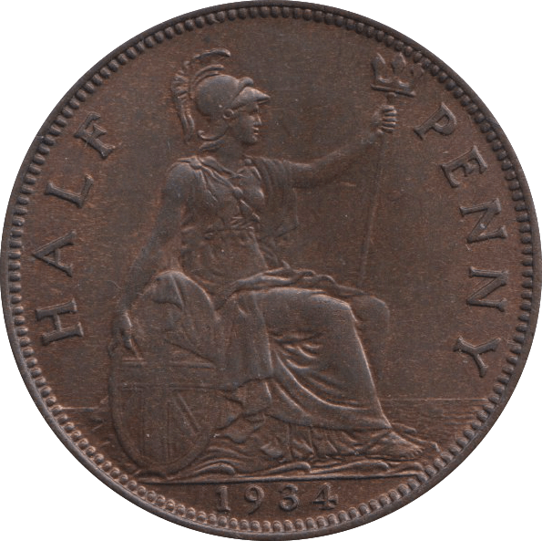 1934 HALFPENNY GEORGE V ( UNC ) - HALFPENNY - Cambridgeshire Coins