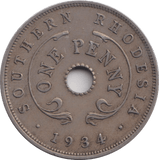 1934 ONE PENNY SOUTHERN RHODESIA - WORLD COINS - Cambridgeshire Coins