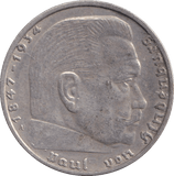 1934 SILVER 2 MARK GERMANY - SILVER WORLD COINS - Cambridgeshire Coins