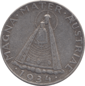 1934 SILVER AUSTRIA 5 SCHILLING - SILVER WORLD COINS - Cambridgeshire Coins