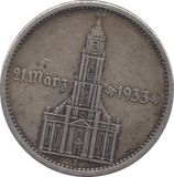 1934 SILVER FIVE MARK GERMANY - SILVER WORLD COINS - Cambridgeshire Coins